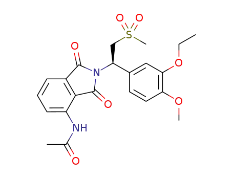 Molecular Structure of 608141-44-2 ((R)-N-(2-(1-(3-Ethoxy-4-methoxyphenyl)-2-(methylsulfonyl)ethyl)-1,3-dioxoisoindolin-4-yl)acetamide)