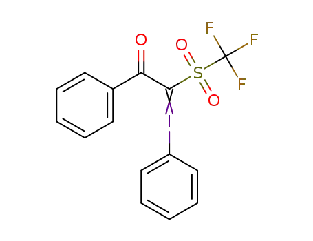 Molecular Structure of 1443036-49-4 (Benzoyl(phenyliodonio)(trifluoromethanesulfonyl)methanide)