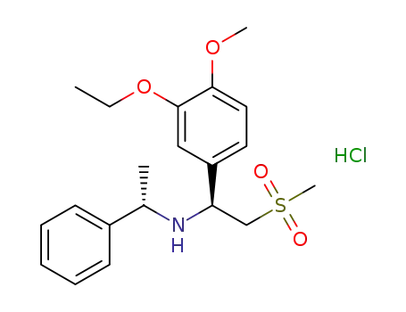 Molecular Structure of 1450759-47-3 (Benzenemethanamine, 3-ethoxy-4-methoxy-α-[(methylsulfonyl)methyl]-N-[(1S)-1-phenylethyl]-, hydrochloride (1:1), (αS)-)