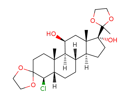 Molecular Structure of 124115-91-9 (3,3;20,20-bis-ethanediyldioxy-4β-chloro-5β-pregnane-11β,17-diol)