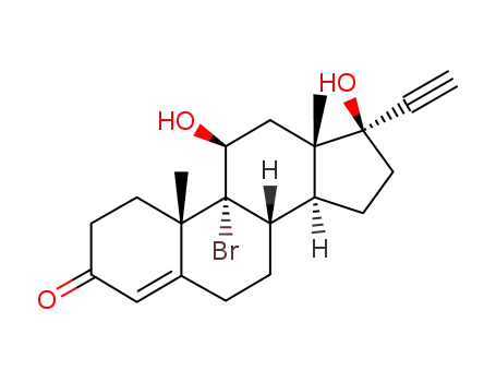 Molecular Structure of 139562-74-6 (9α-bromo-11β-hydroxy-17α-ethynyl-17β-hydroxy-4-androsten-3-one)