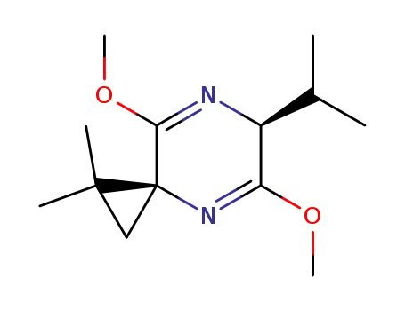 Molecular Structure of 652140-31-3 (4,7-Diazaspiro[2.5]octa-4,7-diene,
5,8-dimethoxy-1,1-dimethyl-6-(1-methylethyl)-, (3S,6S)-)
