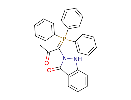 Molecular Structure of 103748-75-0 (2-[2-Oxo-1-(triphenyl-λ<sup>5</sup>-phosphanylidene)-propyl]-1,2-dihydro-indazol-3-one)