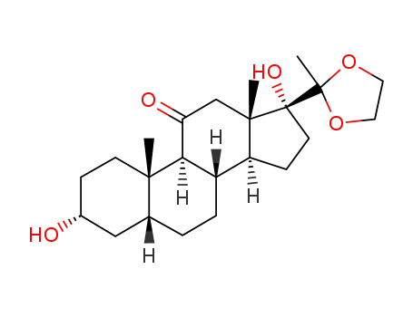 Molecular Structure of 116105-53-4 (20,20-ethanediyldioxy-3α,17-dihydroxy-5β-pregnan-11-one)