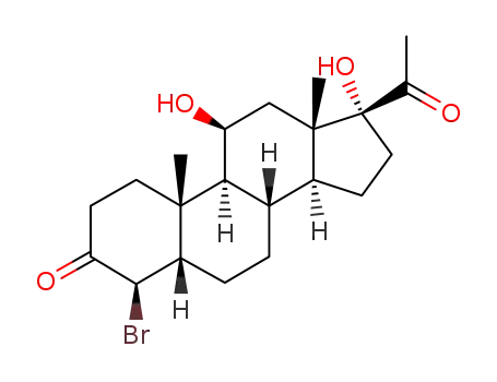 Molecular Structure of 103795-86-4 (4β-bromo-11β,17-dihydroxy-5β-pregnane-3,20-dione)