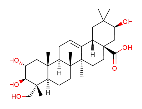 Molecular Structure of 29623-64-1 (2α,3β,21β,23-Tetrahydroxyolean-12-en-28-oic acid)