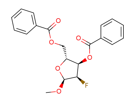 Molecular Structure of 149714-05-6 (methyl 3,5-di-O-benzoyl-2-deoxy-2-fluoro-α-D-ribofuranoside)