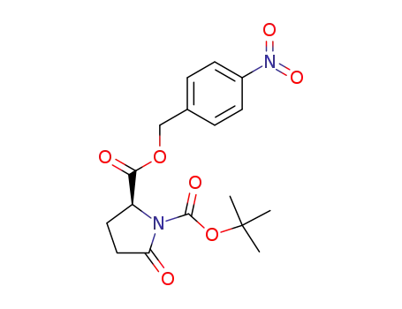 Molecular Structure of 108963-97-9 (1,2-Pyrrolidinedicarboxylic acid, 5-oxo-, 1-(1,1-dimethylethyl)
2-[(4-nitrophenyl)methyl] ester, (S)-)