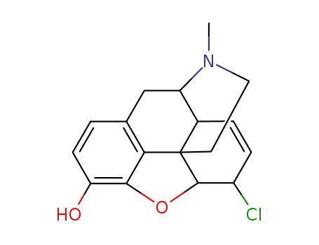 Molecular Structure of 63783-53-9 (6α-Chloro-7,8-didehydro-4,5α-epoxy-17-methylmorphinan-3-ol)