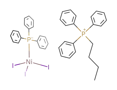 Molecular Structure of 23626-34-8 ({C<sub>18</sub>H<sub>15</sub>PC<sub>4</sub>H<sub>9</sub>}{NiJ<sub>3</sub>(Triphenylphosphin)})