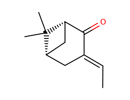 Molecular Structure of 72453-37-3 ((1R,5R)-6,6-Dimethyl-3-(E)-ethylidenebicyclo<3.1.1>heptan-2-one)