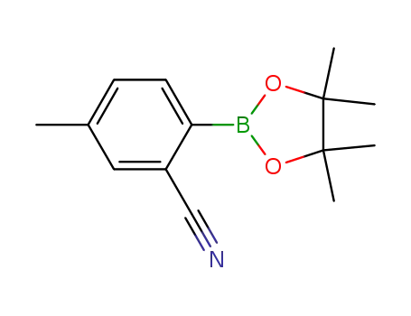 Molecular Structure of 1116093-68-5 (5-methyl-2-(4,4,5,5-tetramethyl-1,3,2-dioxaborolan-2-yl)benzonitrile)