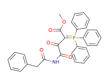 Molecular Structure of 113450-10-5 (Butanoic acid,
3,4-dioxo-4-[(phenylacetyl)amino]-2-(triphenylphosphoranylidene)-,
methyl ester)