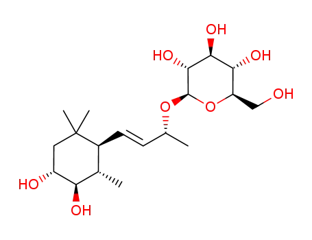 Molecular Structure of 1232683-60-1 ((3R,4R,5S,6S,7E,9R)-megastigman-7-ene-3,4,9-triol 9-O-β-D-glucopyranoside)