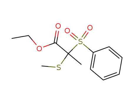 Molecular Structure of 190672-16-3 (2-Benzenesulfonyl-2-methylsulfanyl-propionic acid ethyl ester)