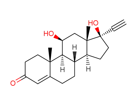 Molecular Structure of 69065-06-1 (11β-hydroxy-17α-ethynyl-17β-hydroxy-4-androsten-3-one)