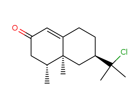 Molecular Structure of 72453-44-2 ((4R,4aS,6R)-4,4a,5,6,7,8-Hexahydro-4,4a-dimethyl-6-(1-chloro-1-methylethyl)-2(3H)-naphthalenone)