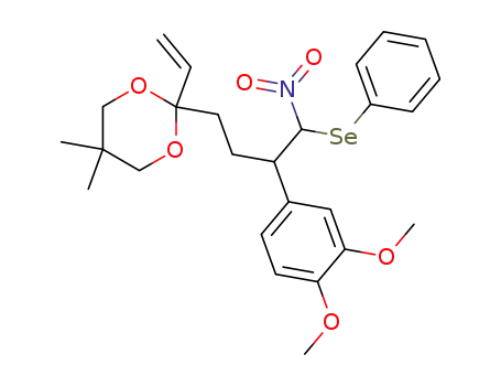 Molecular Structure of 187850-36-8 (2-[3-(3,4-Dimethoxy-phenyl)-4-nitro-4-phenylselanyl-butyl]-5,5-dimethyl-2-vinyl-[1,3]dioxane)