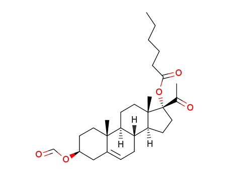 Molecular Structure of 6084-02-2 (3β-formyloxy-17-hexanoyloxy-pregn-5-en-20-one)