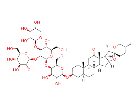 Molecular Structure of 168960-81-4 (25(R)-5α-spirostan-3β-ol-12-one 3-O-β-D-glucopyranosyl-(1->2)-[β-D-xylopyranosyl-(1->3)]-O-β-D-glucopyranosyl-(1->4)-β-D-galactopyranoside)
