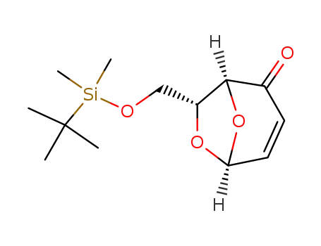 Molecular Structure of 221015-46-9 ((1S,5S,7R)-7-(tert-Butyl-dimethyl-silanyloxymethyl)-6,8-dioxa-bicyclo[3.2.1]oct-3-en-2-one)