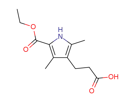 Molecular Structure of 37789-64-3 (4-(2-CARBOXYETHYL)-3,5-DIMETHYLPYRROLE-2-CARBOXYLIC ACID, ETHYL ETHER)
