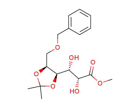 Molecular Structure of 81028-17-3 ((2R,3R)-3-((4R,5S)-5-Benzyloxymethyl-2,2-dimethyl-[1,3]dioxolan-4-yl)-2,3-dihydroxy-propionic acid methyl ester)