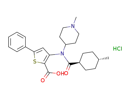 4-[(2-carboxy-5-phenyl-thiophen-3-yl)-(trans-4-methyl-cyclohexanecarbonyl)-amino]-1-methyl-piperidinium chloride