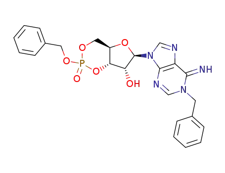 Molecular Structure of 137157-07-4 ((4aR,6R,7R,7aS)-6-(1-Benzyl-6-imino-1,6-dihydro-purin-9-yl)-2-benzyloxy-2-oxo-tetrahydro-2λ<sup>5</sup>-furo[3,2-d][1,3,2]dioxaphosphinin-7-ol)