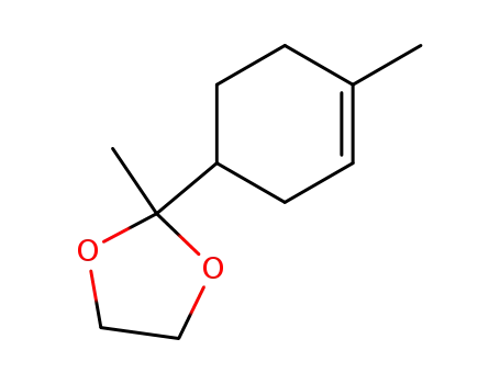 Molecular Structure of 6090-08-0 ((R)-2-methyl-2-(4-methylcyclohex-3-en-1-yl)-1,3-dioxolane)