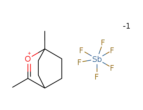 Molecular Structure of 43103-57-7 (C<sub>9</sub>H<sub>15</sub>O<sup>(1+)</sup>*F<sub>6</sub>Sb<sup>(1-)</sup>)