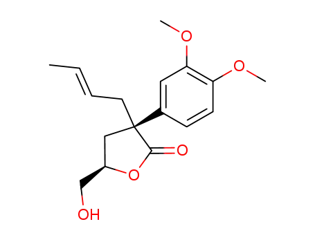 (3S,5R)-3-((E)-But-2-enyl)-3-(3,4-dimethoxy-phenyl)-5-hydroxymethyl-dihydro-furan-2-one