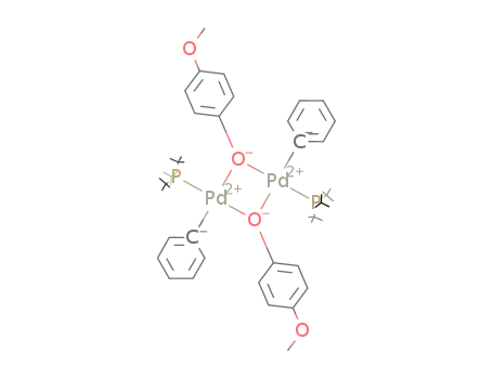 Molecular Structure of 959930-22-4 ((C<sub>6</sub>H<sub>5</sub>PdP(C(CH<sub>3</sub>)3)3OC<sub>6</sub>H<sub>4</sub>OCH<sub>3</sub>)2)