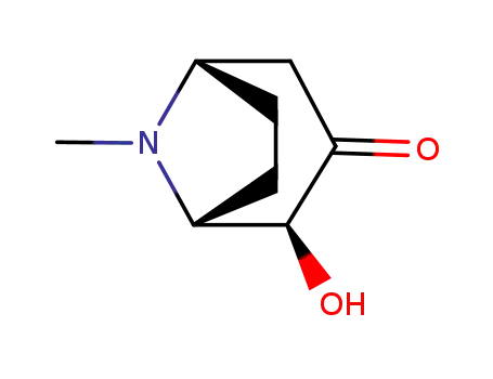 Molecular Structure of 825-26-3 (2-hydroxy-8-methyl-8-azabicyclo[3.2.1]octan-3-one)