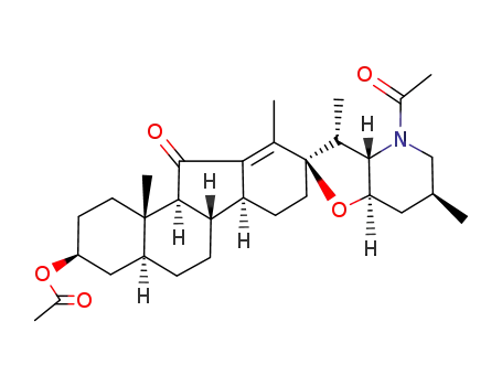 Molecular Structure of 17008-96-7 ((23<i>R</i>)-3β-acetoxy-28-acetyl-17,23-epoxy-(5α)-veratr-12-en-11-one)