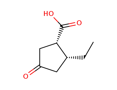 Molecular Structure of 147514-23-6 (Cyclopentanecarboxylic acid, 2-ethyl-4-oxo-, cis- (9CI))