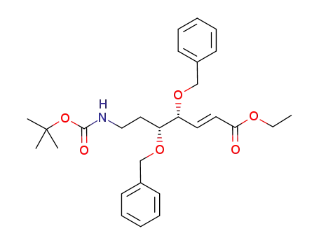 Molecular Structure of 943135-42-0 (ethyl (4R,5R)-7-[N-(tert-butoxycarbonyl)amino]-4,5-dibenzyloxy-2-heptenoate)