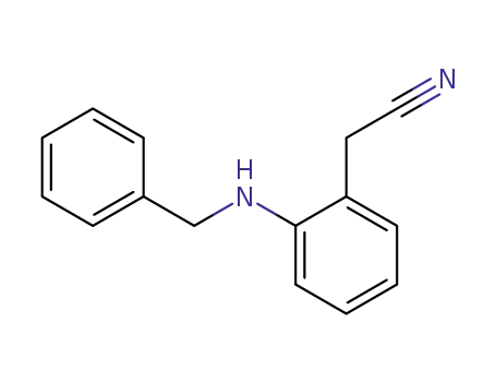 Molecular Structure of 118671-07-1 (2-<(phenylmethyl)amino>benzeneacetonitrile)