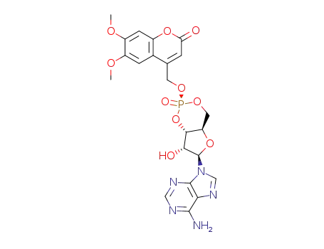 Molecular Structure of 402755-34-4 (axial-(6,7-dimethoxycoumarin-4-yl)methyl adenosine cyclic 3',5'-monophosphate)
