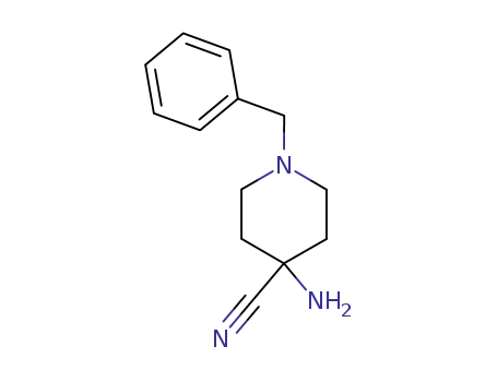 Molecular Structure of 136624-42-5 (4-AMINO-1-BENZYLPIPERIDINE-4-CARBONITRILE)