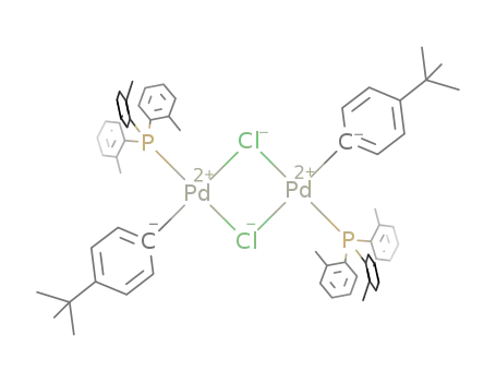 Molecular Structure of 176724-84-8 ([Pd(P(o-tolyl)3)(4-t-Bu-C6H4)(μ-Cl)]2)