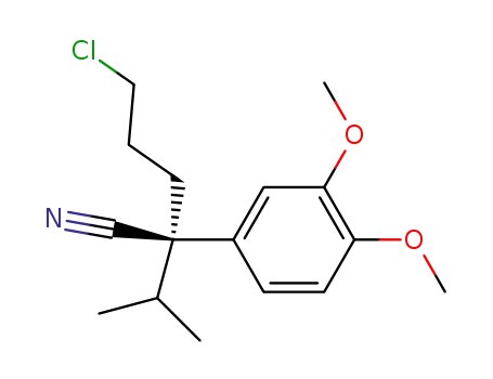 Molecular Structure of 38176-01-1 ((2R)-(+)-5-chloro-2-(3,4-dimethoxyphenyl)-2-isopropylpentanenitrile)