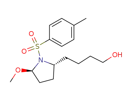 Molecular Structure of 143264-78-2 (4-[(2R,5R)-5-Methoxy-1-(toluene-4-sulfonyl)-pyrrolidin-2-yl]-butan-1-ol)