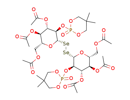 Molecular Structure of 80738-68-7 (1-1'-diselenobis<1-deoxy-2-(5,5-dimethyl-2-oxo-1,3,2-dioxaphosphorinanyloxo)-3,4,6-tri-O-acetyl-β-D-glucopyranose>)