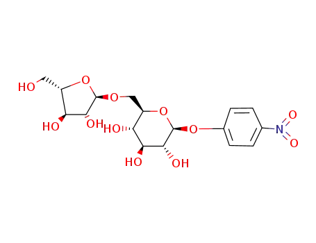 Molecular Structure of 119290-33-4 (4-nitrophenyl 6-O-α-L-arabinofuranosyl-β-D-glucopyranoside)