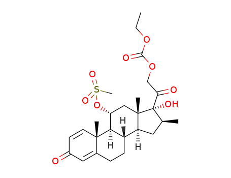 Molecular Structure of 85650-69-7 (Ethyl 17-hydroxy-11alpha-(mesyloxy)-16beta-methylpregna-1,4-diene-3,20-dione 21-carbonate)