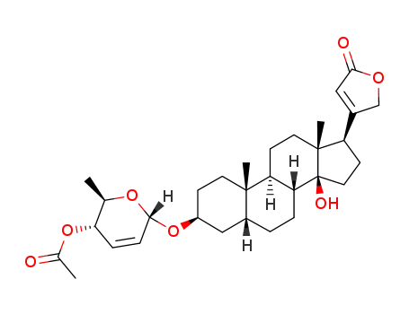 Molecular Structure of 29742-88-9 ((Digitoxigenin-3-yl)-4-O-acetyl-2,3,6-tridesoxy-α-D-erythro-hex-2-enopyranosid)