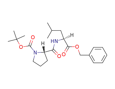 Molecular Structure of 69038-47-7 (L-Leucine, N-[1-[(1,1-dimethylethoxy)carbonyl]-L-prolyl]-, phenylmethyl
ester)