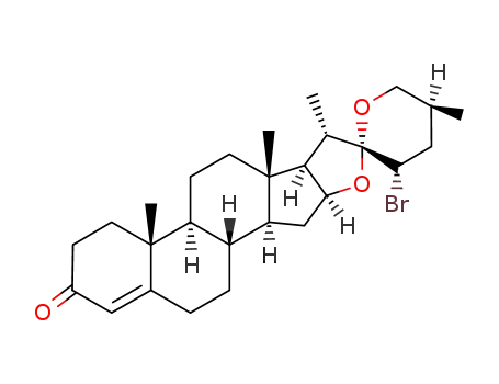 Molecular Structure of 106505-70-8 ((23<i>S</i>,25<i>S</i>)-23-bromo-spirost-4-en-3-one)