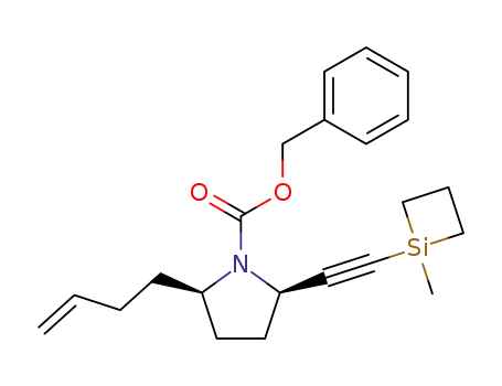 Molecular Structure of 760968-59-0 ((2R)-but-3-enyl-(5R)-2-(1-methylsiletan-1-ylethynyl)pyrrolidine-1-carboxylic acid benzyl ester)